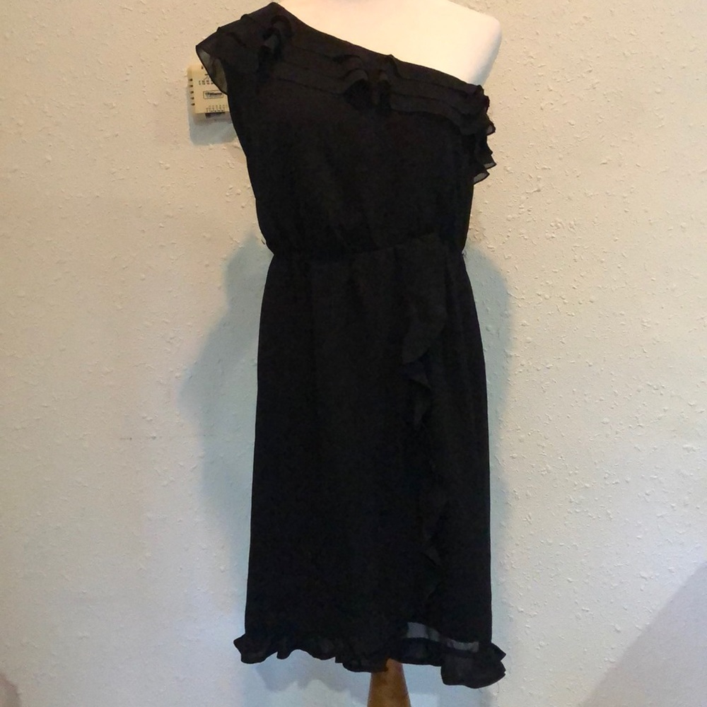 Jessica Simpson black dress one shoulder